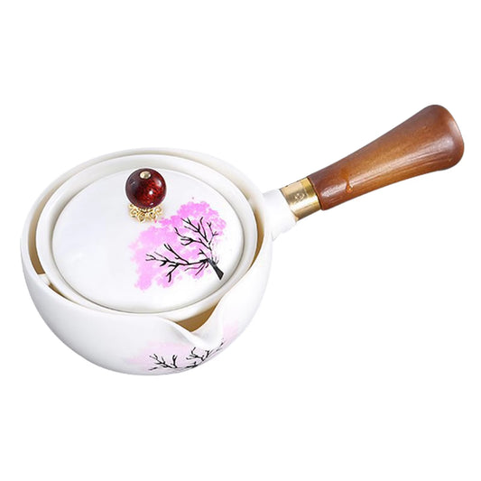 Porcelain Gongfu Tea Set – Portable 360° Rotating Teapot, Heat-Resistant and Stylish Design – Perfect for Tea Enthusiasts